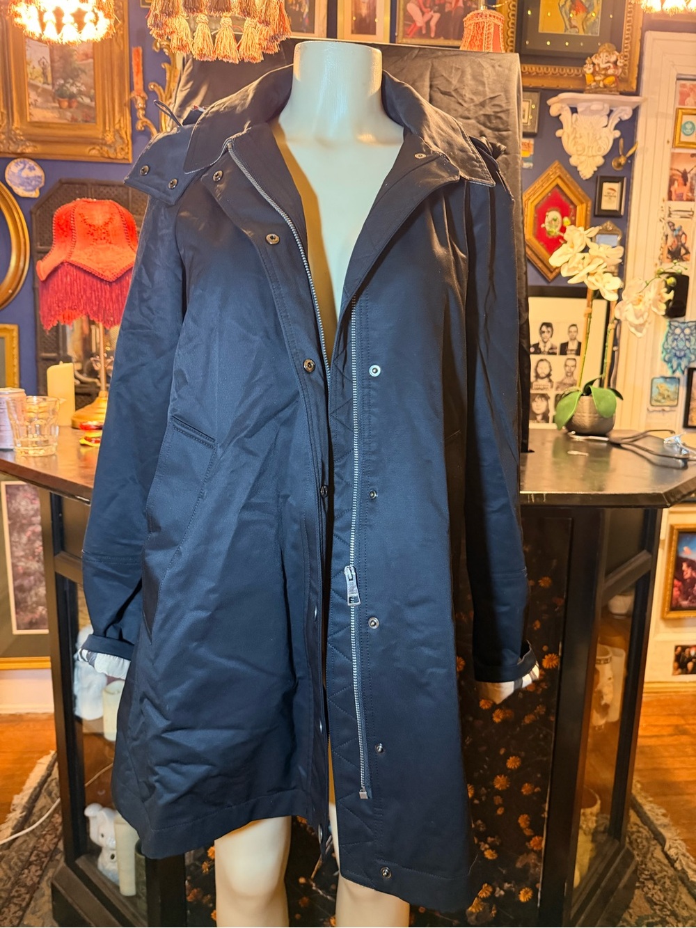 Burberry Navy Coat with Signature Check Lining
